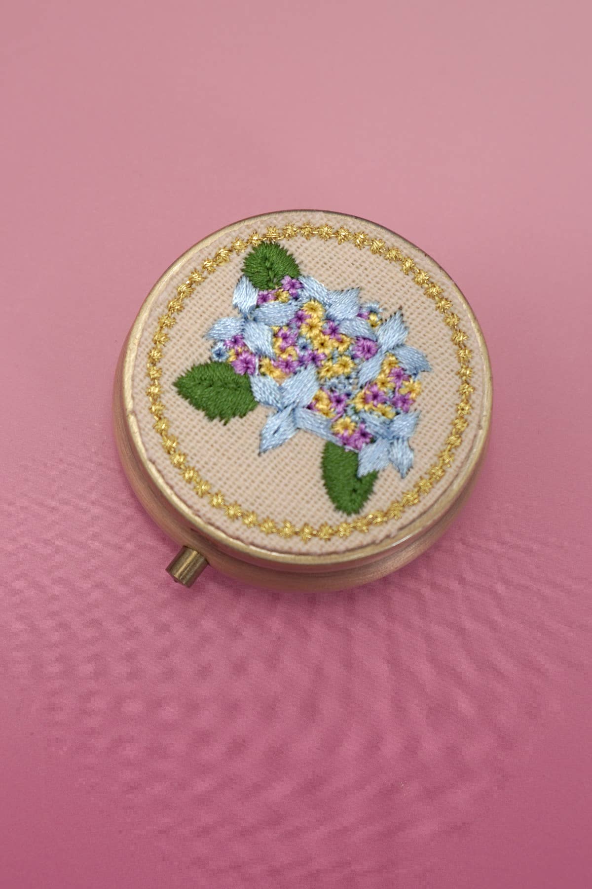 Floral Embroidery Jewelry Organizer with Mirror