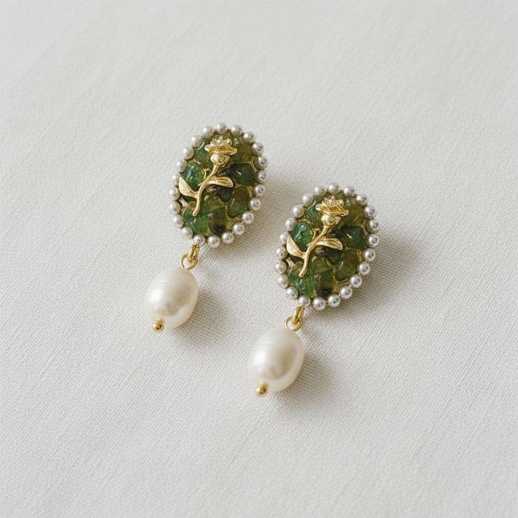 Floral Pearl Dangle Earrings