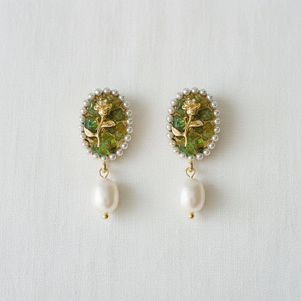 Floral Pearl Dangle Earrings