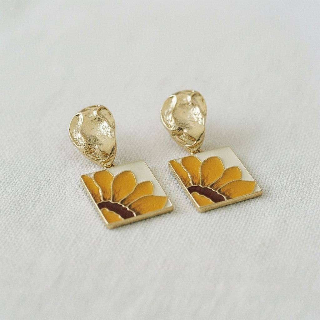 Golden Sunflower Earrings