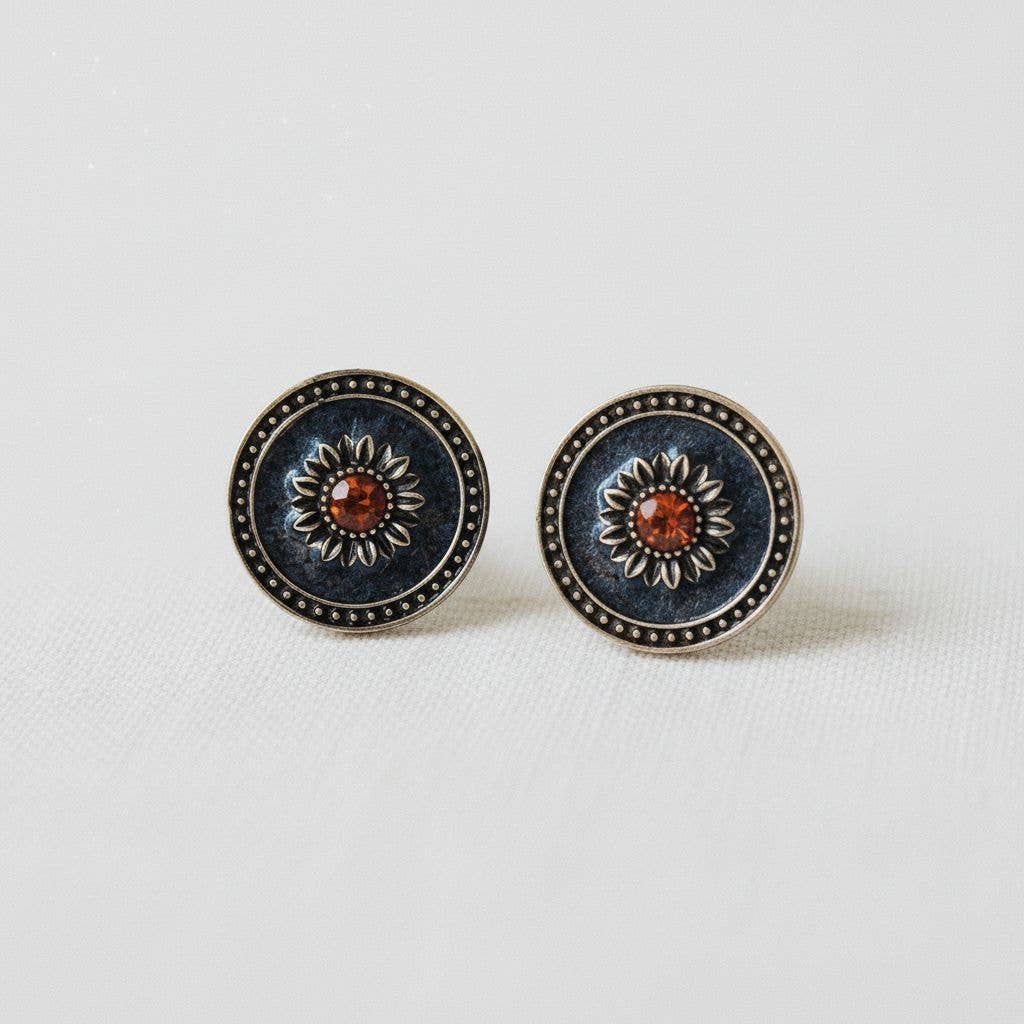 Sunflower Coin Stud Earrings